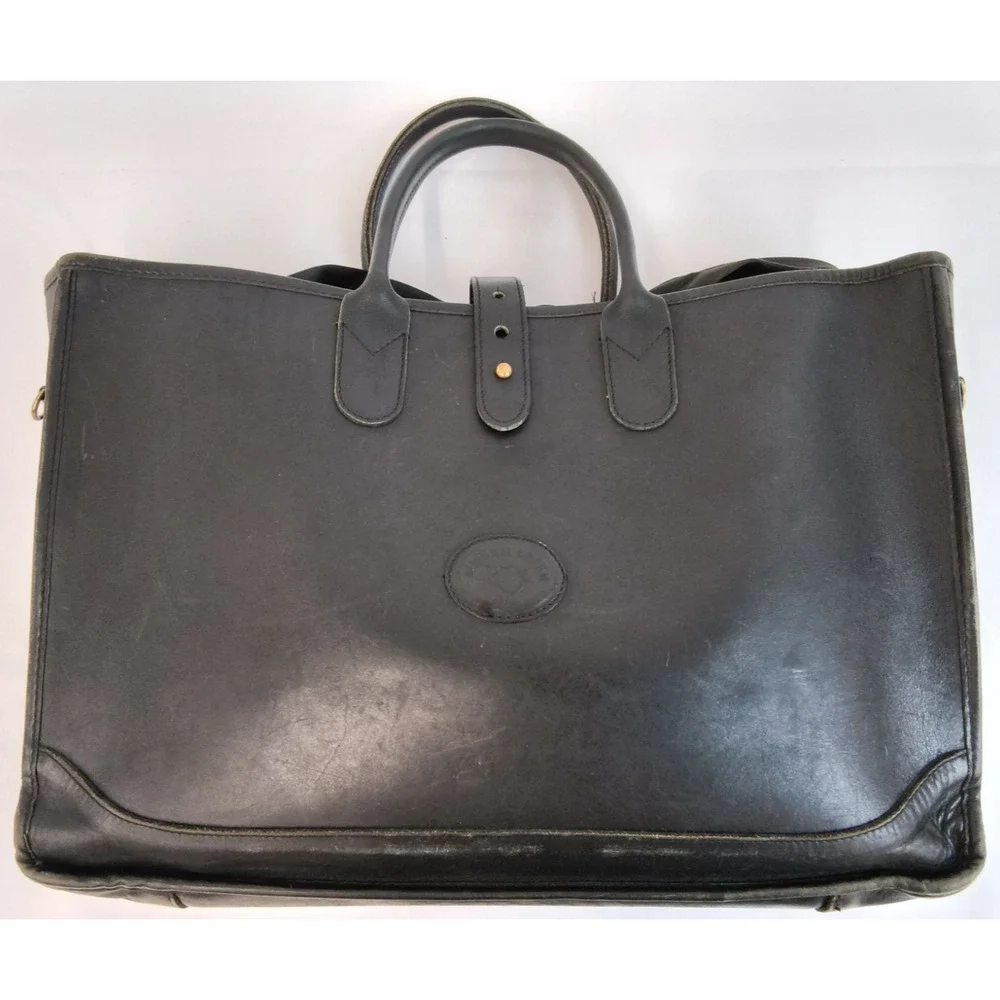 Michael Green Leather Tote Bag Black Sturdy Laptop Bag Office Wear #W5108